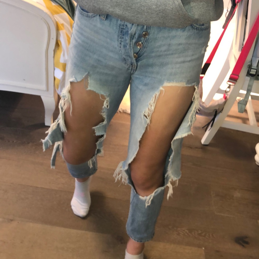Completely Ripped High Rise Jeans - Picture 2 of 4